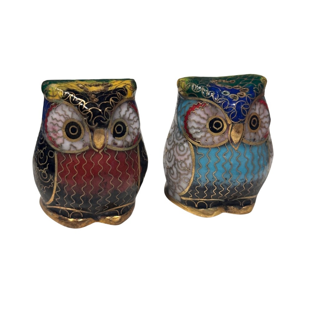 Cloisonne Owl Salt & Pepper Shakers